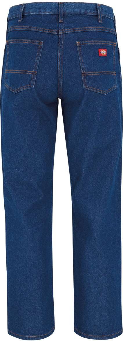 Front View of Rinsed Indigo Blue - 39 Unhemmed Industrial Relaxed Fit Jeans - Odd Sizes - CR39ODD