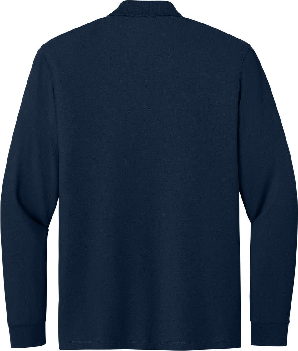 Rear View of RiverBlNv Port Authority Wearever Signature Pique Long Sleeve Polo K200LS