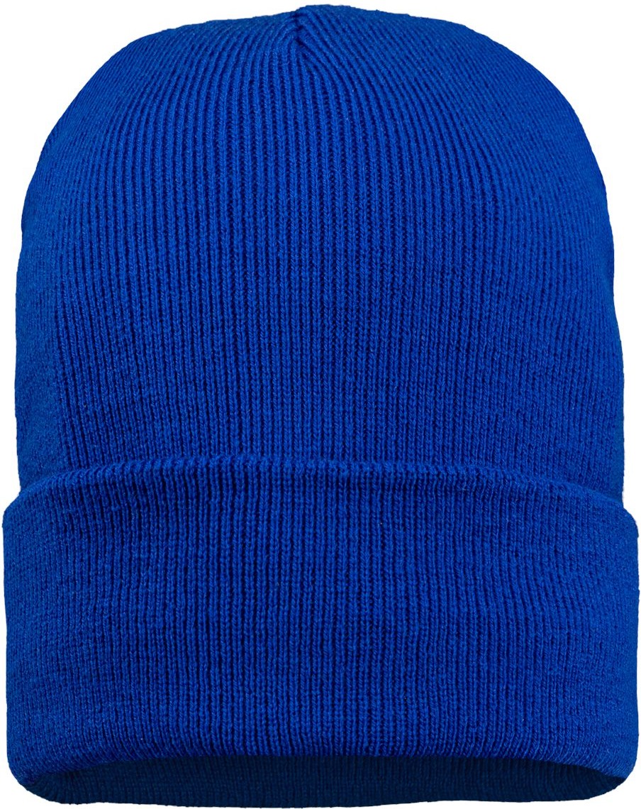 Front View of Royal 12" Jersey Lined Cuffed Beanie - SP12JL