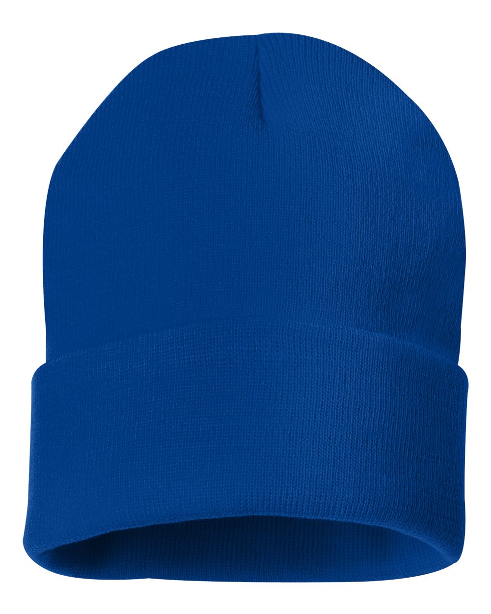 Front View of Royal Blue 12" Solid Cuffed Beanie - SP12
