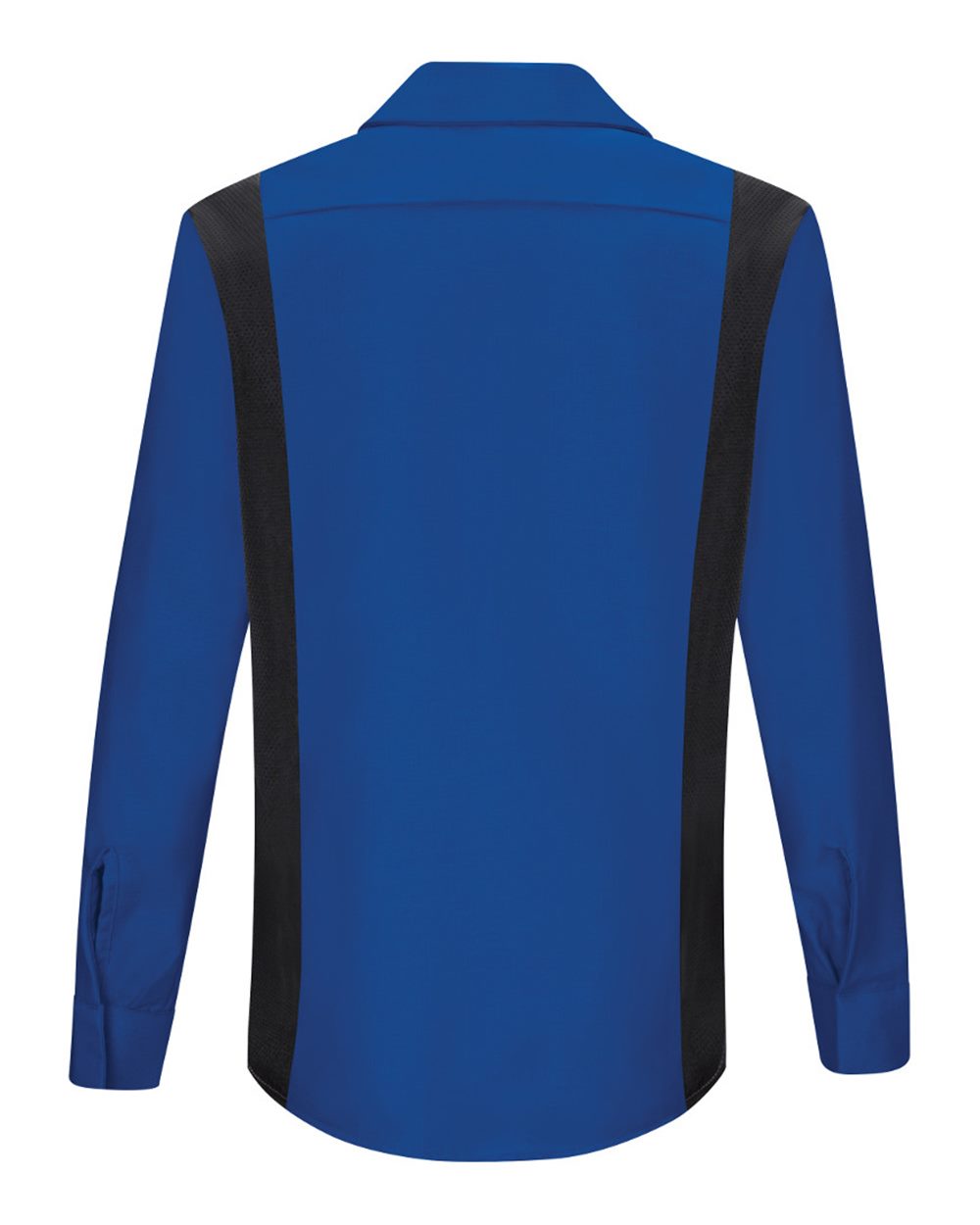 Front View of Royal Blue/ Black Women's Performance Plus Long Sleeve Shop Shirt with Oilblok Technology - SY31