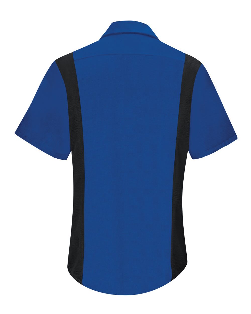 Front View of Royal Blue/ Black Women's Performance Plus Short Sleeve Shop Shirt with Oilblok Technology - SY41