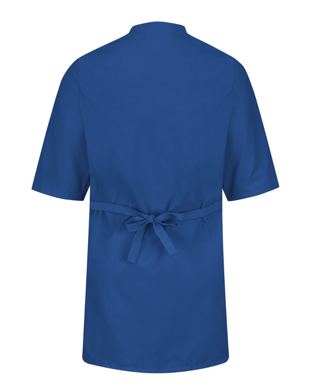 Rear View of Royal Blue Collarless Butcher Wrap - WP10