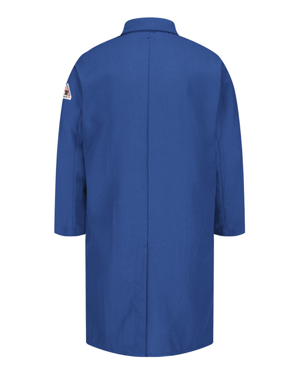 Rear View of Royal Blue Concealed Snap Front Lab Coat - Nomex® IIIA - 6 oz. - KNL6