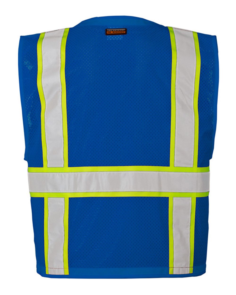 Rear View of Royal Blue/ Lime - B102 EV Series® Enhanced Visibility Multi-Pocket Mesh Vest - B100-111