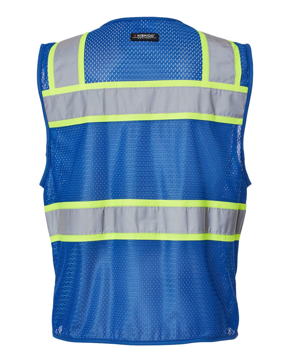 Front View of Royal Blue/ Lime - B152 EV Series® Enhanced Visibility 3 Pocket Mesh Vest - B150-156