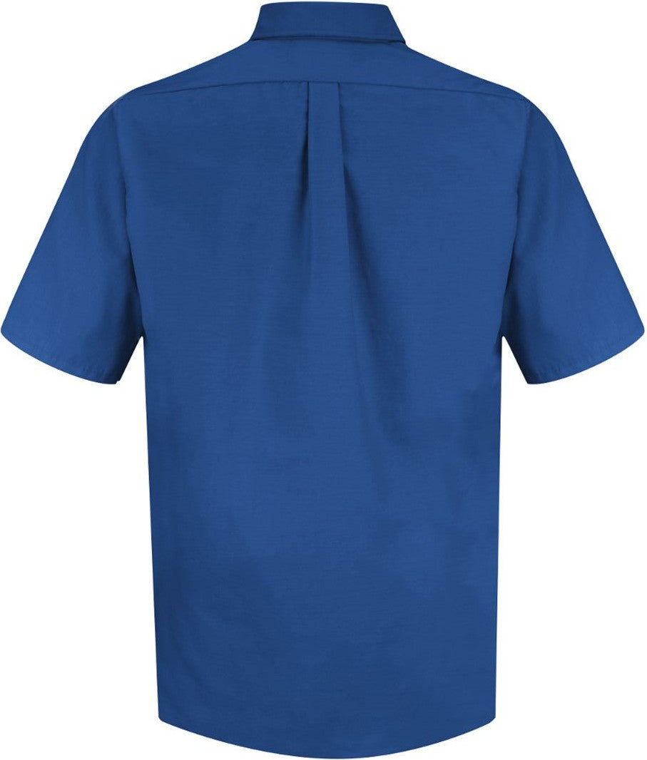 Rear View of Royal Blue Poplin Short Sleeve Dress Shirt - Tall Sizes - SP80T