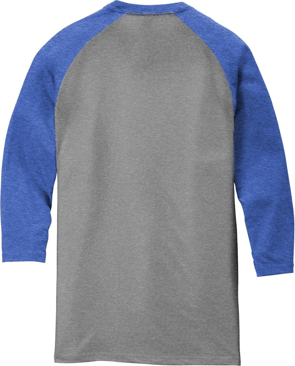 Rear View of Royal Fr/Gry F District Perfect Tri 3/4-Sleeve Raglan. DM136