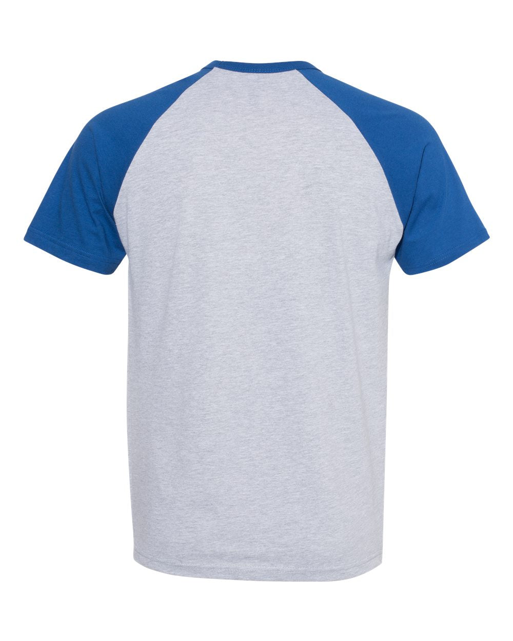Front View of Royal/ Heather Grey Cotton Raglan T-Shirt - 3650