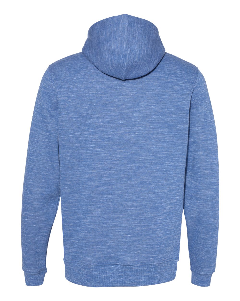 Rear View of Royal Mélange Fleece Hooded Sweatshirt - 8677