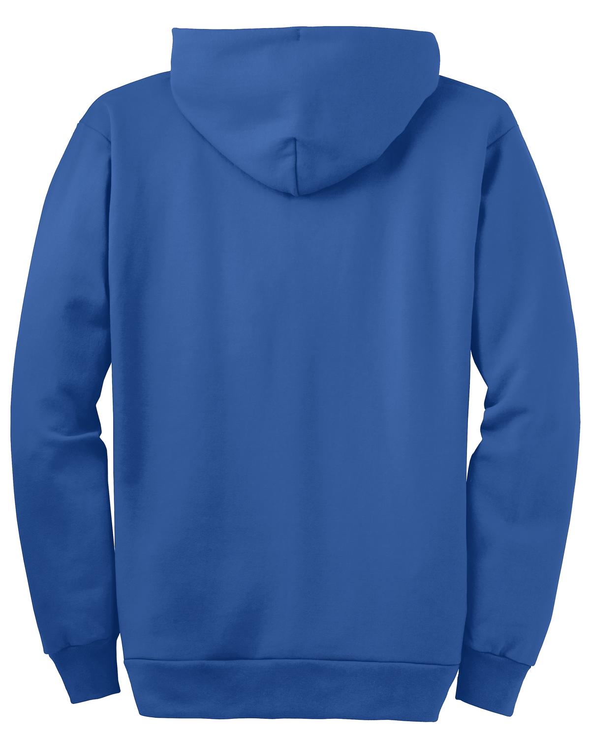 Front View of Royal Port & Co Essential Fleece Full-Zip Hooded Sweatshirt. PC90ZH