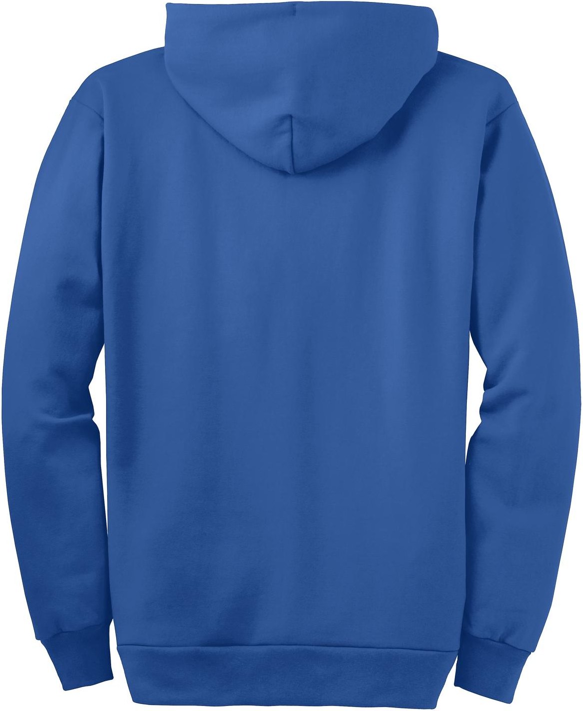 Rear View of Royal Port & Co Tall Essential Fleece Full-Zip Hooded Sweatshirt. PC90ZHT