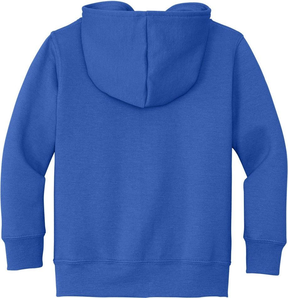 Front View of Royal Port & Co Toddler Core Fleece Full-Zip Hooded Sweatshirt. CAR78TZH