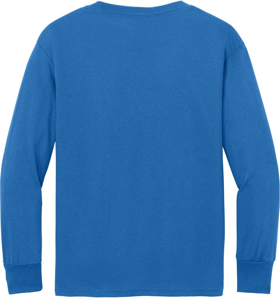 Front View of Royal Port & Co Youth Long Sleeve Core Cotton Tee. PC54YLS