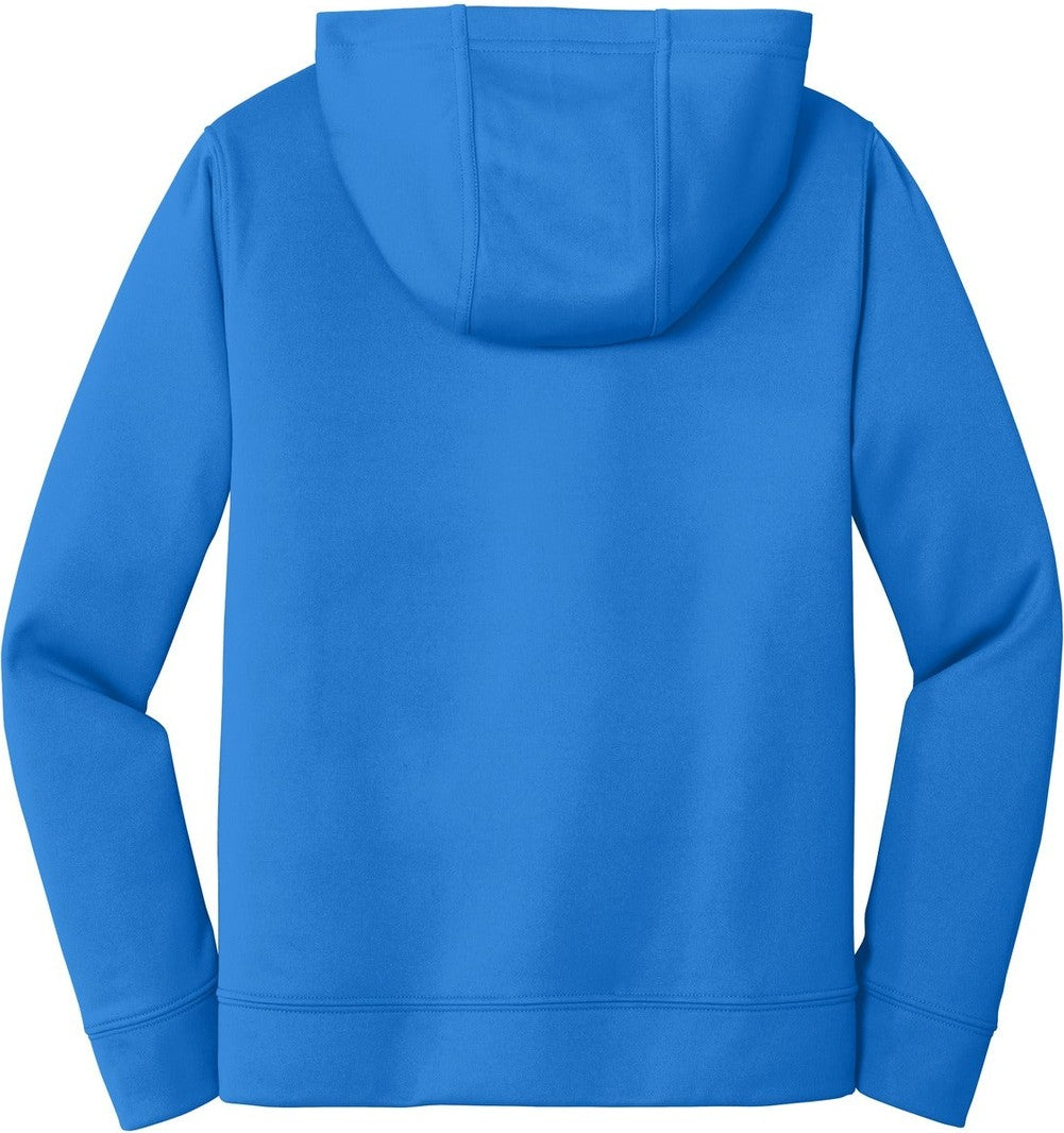 Front View of Royal Port & Co Youth Performance Fleece Pullover Hooded Sweatshirt. PC590YH