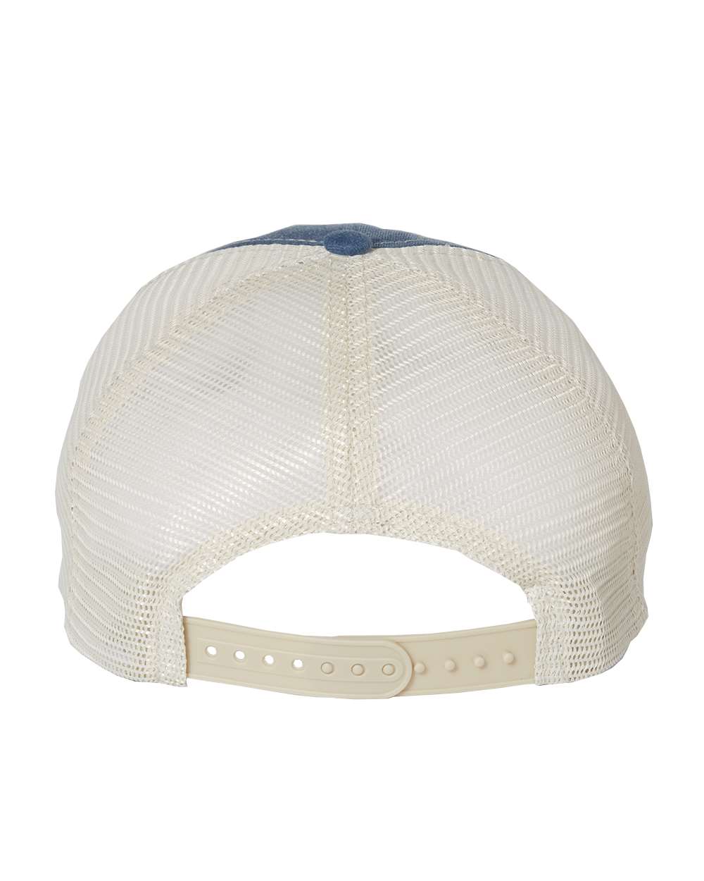 Rear View of Royal/ Stone Pigment-Dyed Trucker Cap - SP510