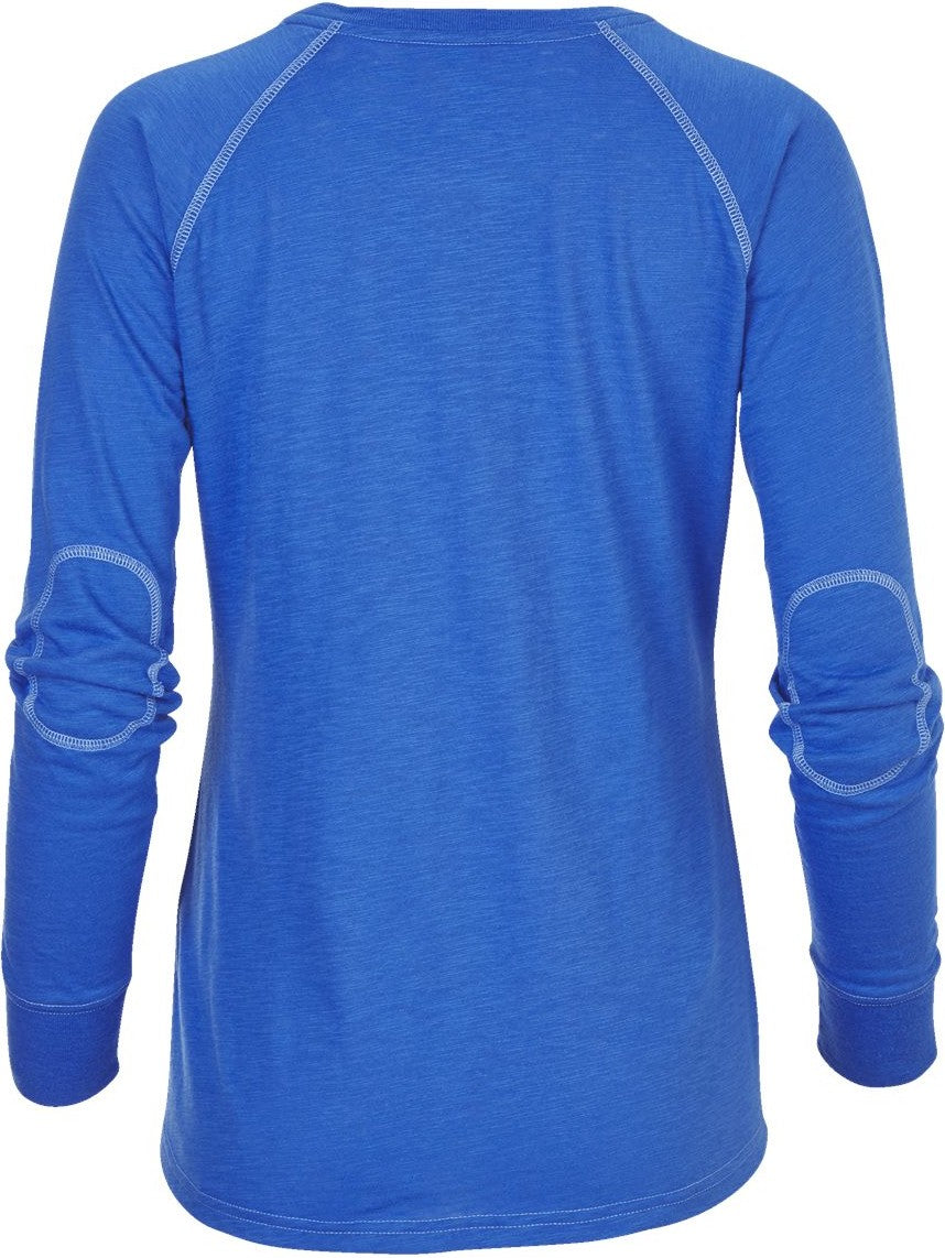 Front View of Royal Women's Solid Preppy Patch Long Sleeve T-Shirt - BW3166