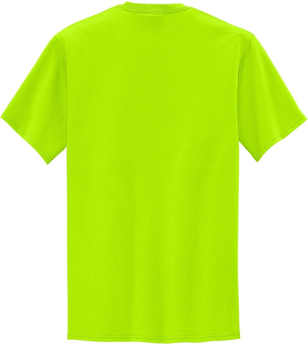 Front View of Safety Green Port & Co Tall Core Blend Pocket Tee. PC55PT