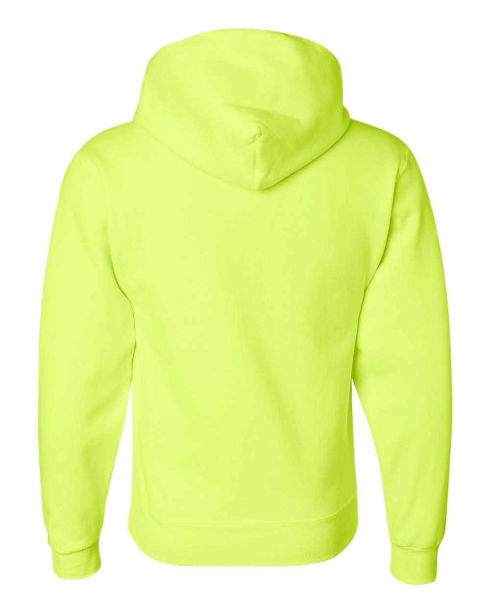 Rear View of Safety Green Super Sweats NuBlend® Hooded Sweatshirt - 4997MR