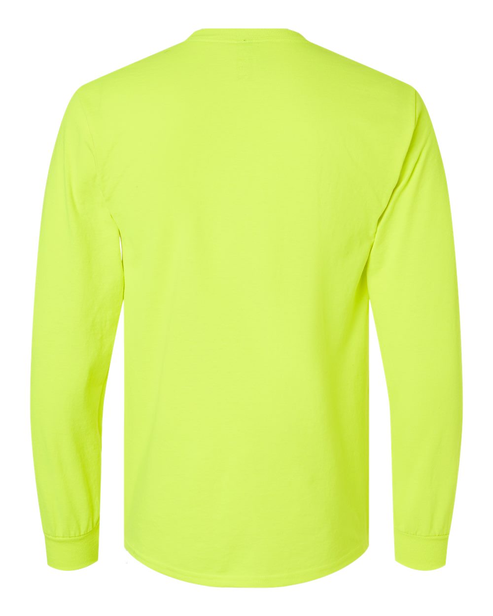 Front View of Safety Green Ultra Cotton® Long Sleeve Pocket T-Shirt - 2410