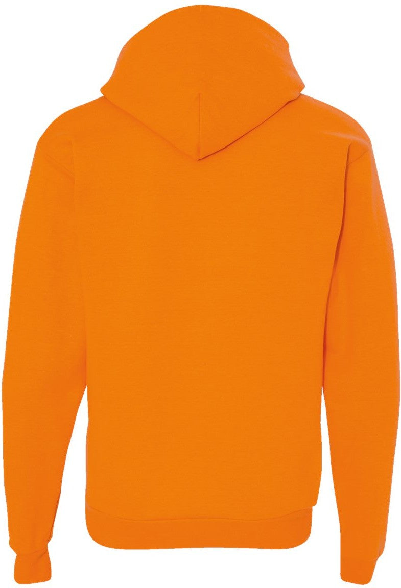 Rear View of Safety Orange Ecosmart® Hooded Sweatshirt - P170