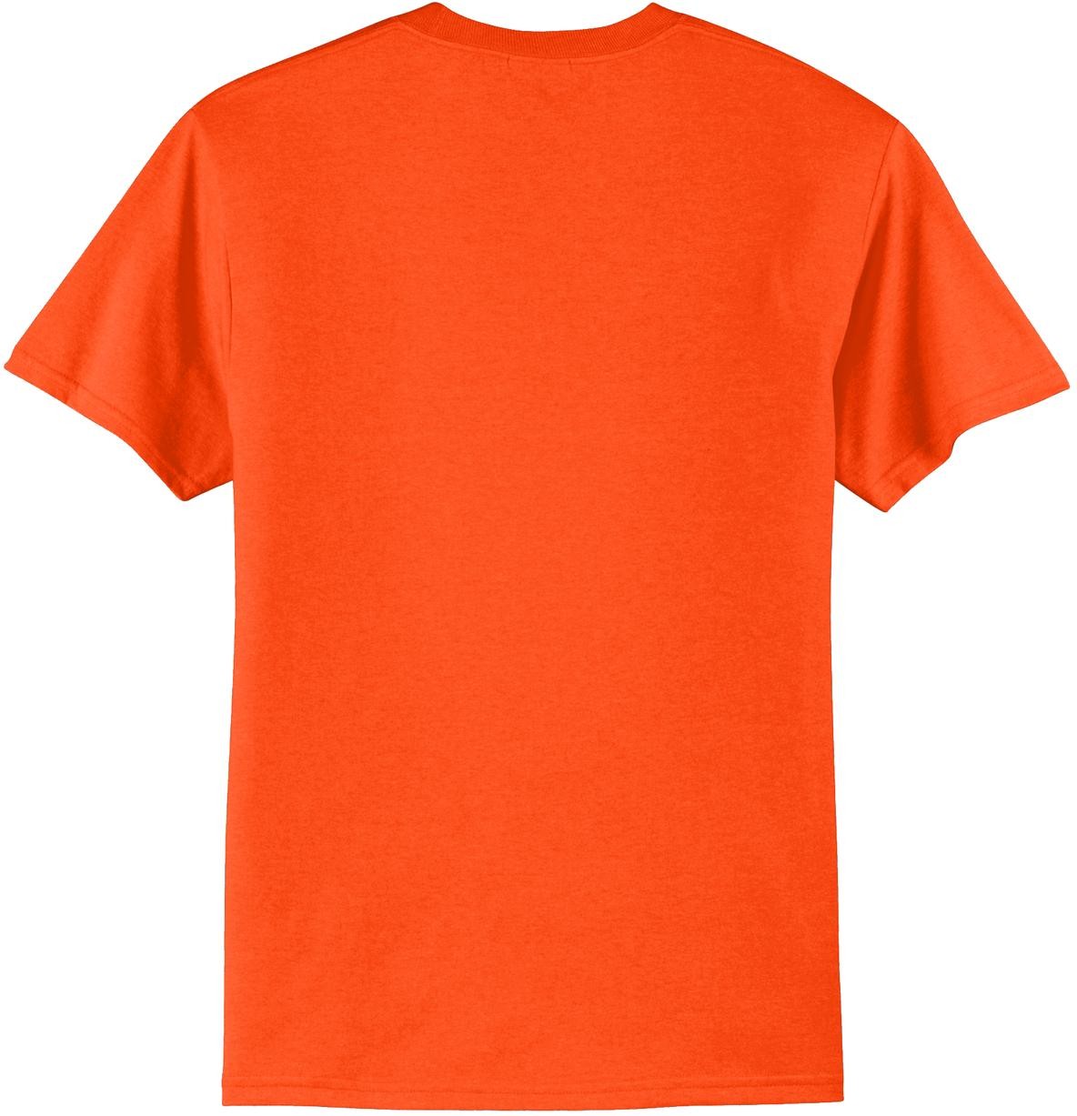 Front View of Safety Orange Port & Co Core Blend Tee. PC55