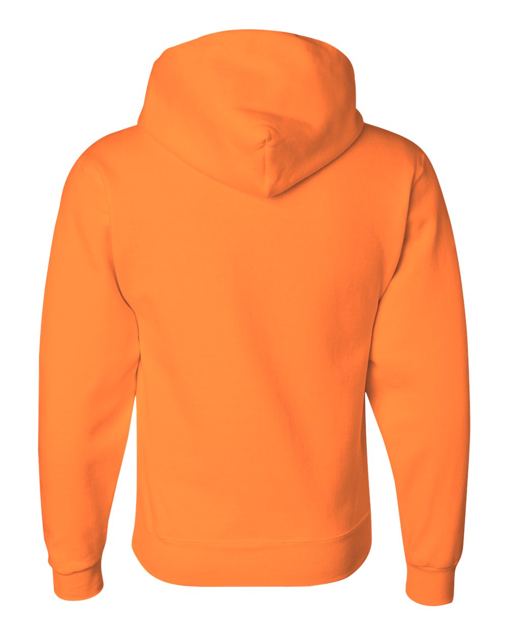 Rear View of Safety Orange Super Sweats NuBlend® Hooded Sweatshirt - 4997MR