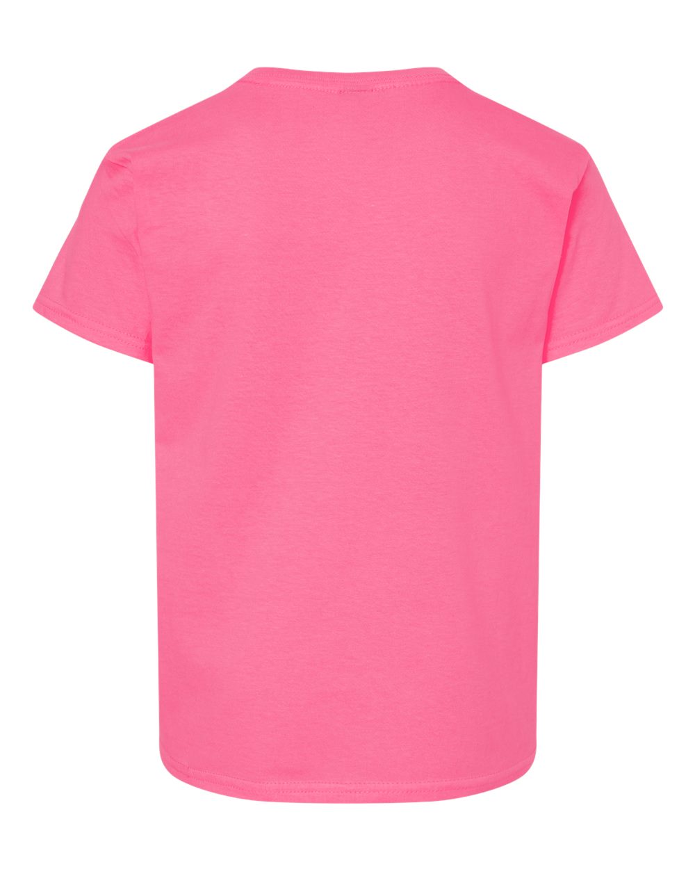 Rear View of Safety Pink Light Cotton Youth T-Shirt - 3000B