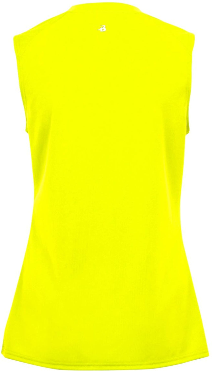 Rear View of SAFETY YELLOW GIRLS B-CORE SLEEVELESS TANK