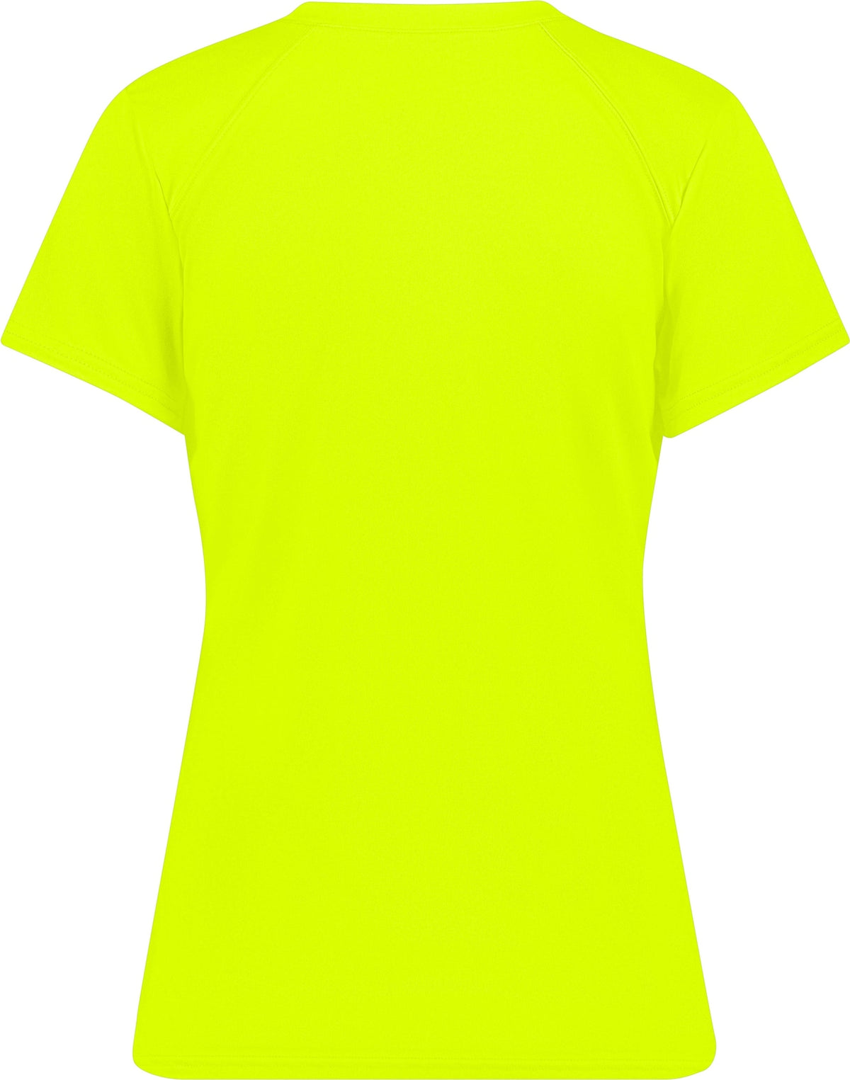 Rear View of SAFETY YELLOW LADIES B-CORE V-NECK TEE