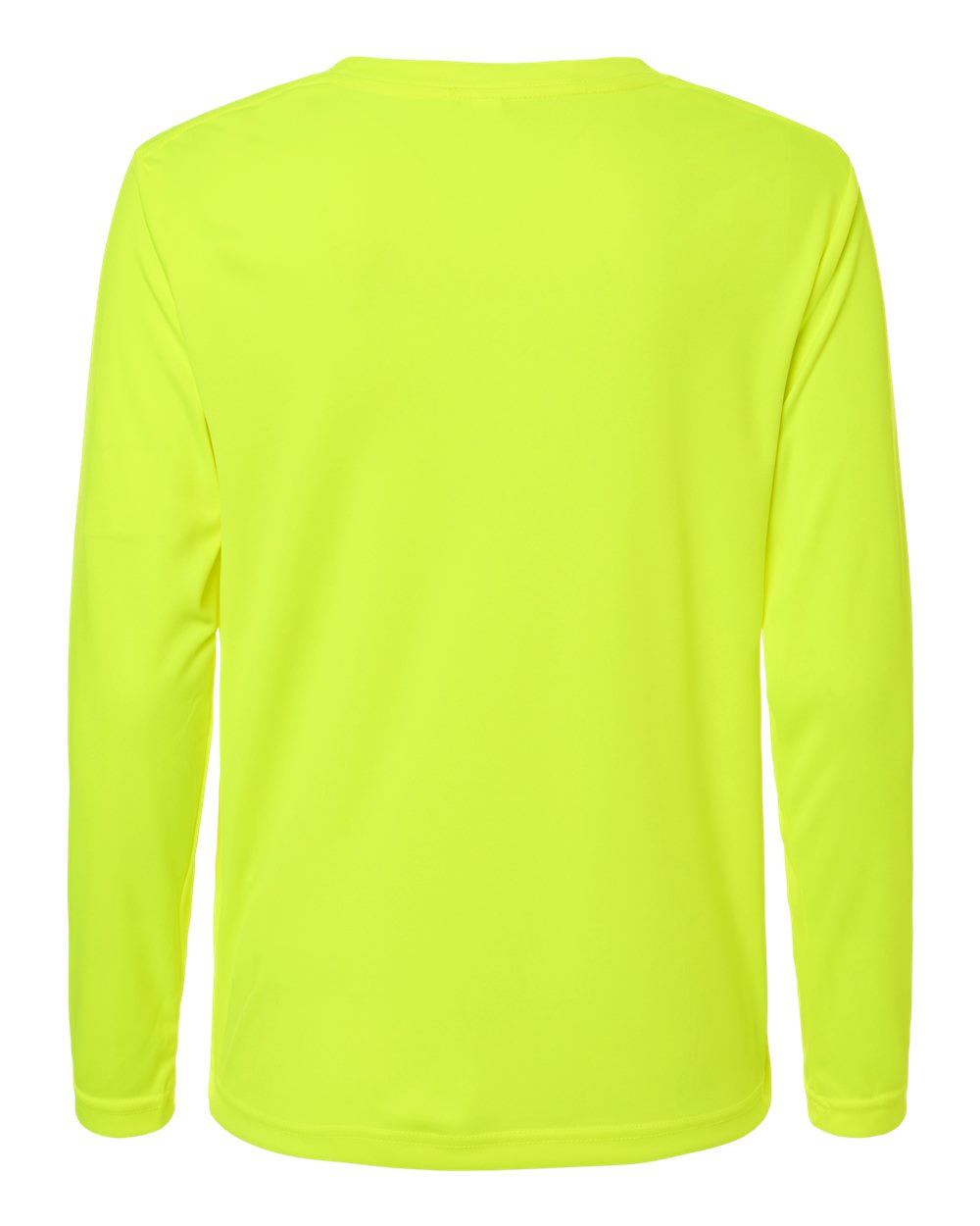 Rear View of Safety Yellow Women's Capital Performance Long Sleeve T-Shirt - CE10LW plain