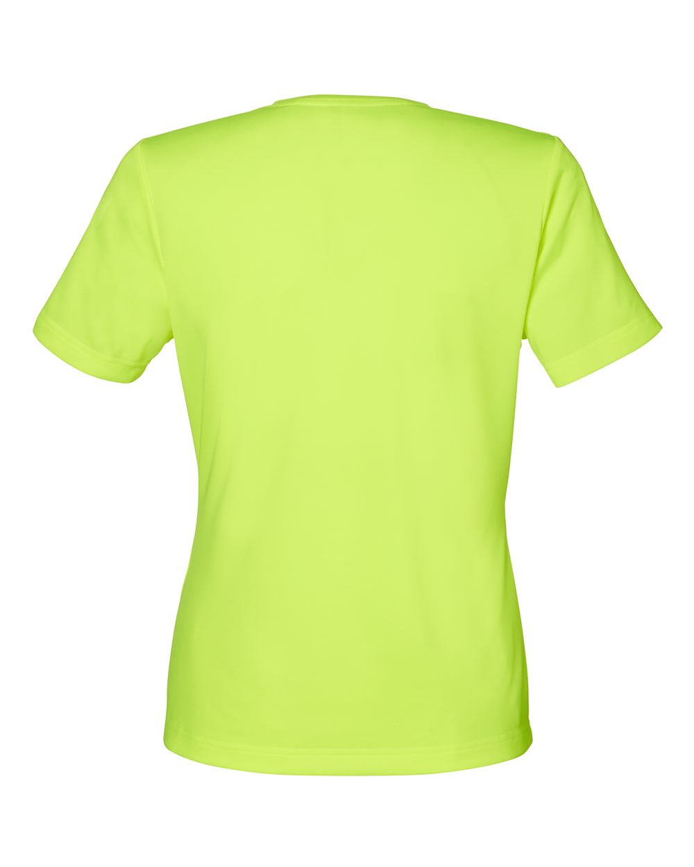 Rear View of Safety Yellow Women's Zone Performance Mesh T-Shirt - TT15W