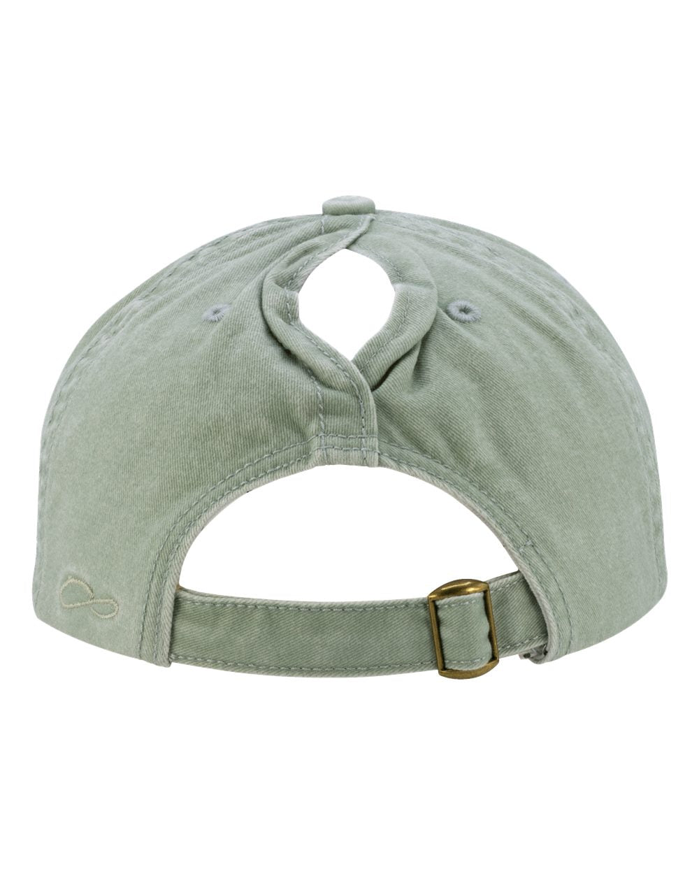 Rear View of Sage/ Polka Dots Women&#39;s Pigment-Dyed with Fashion Undervisor Cap - CASSIE