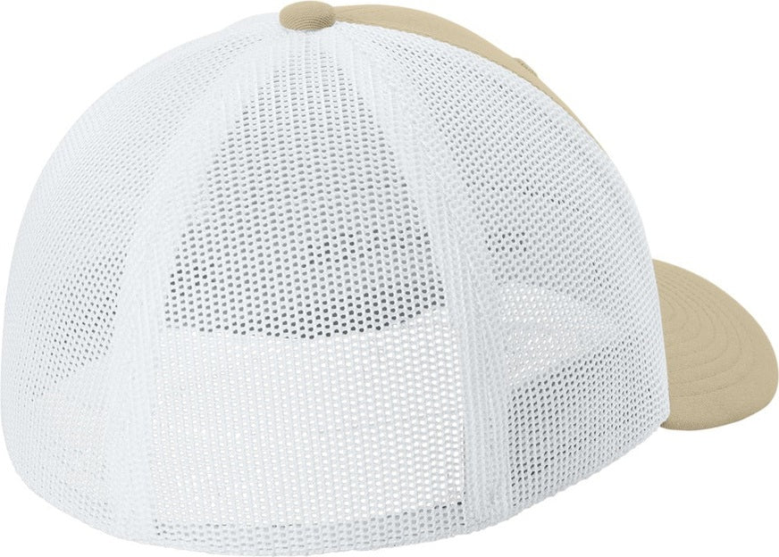 Sahara/Wht Sport-Tek Stretch-Tek Mesh Back Cap STC60