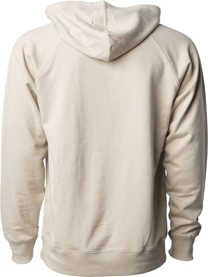 Rear View of Sand Icon Lightweight Loopback Terry Hooded Sweatshirt - SS1000