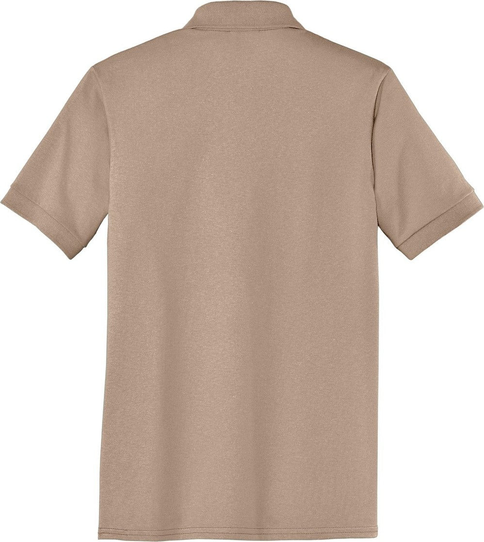 Rear View of Sand Port & Co Core Blend Jersey Knit Polo. KP55