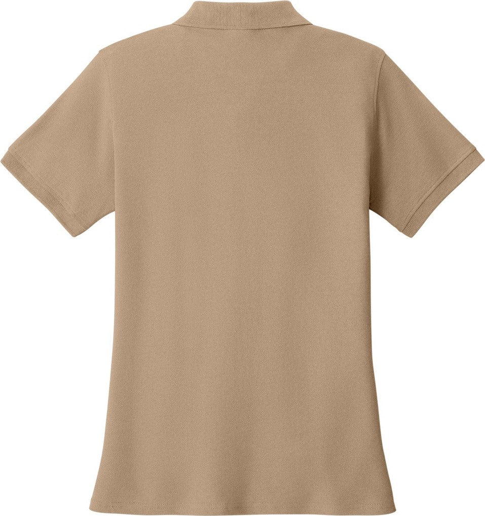 Rear View of Sand Port & Co Women's Core Blend Pique Polo. LKP155