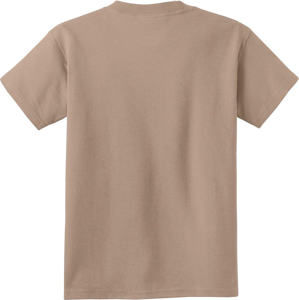 Front View of Sand Port & Co Youth Core Cotton Tee. PC54Y