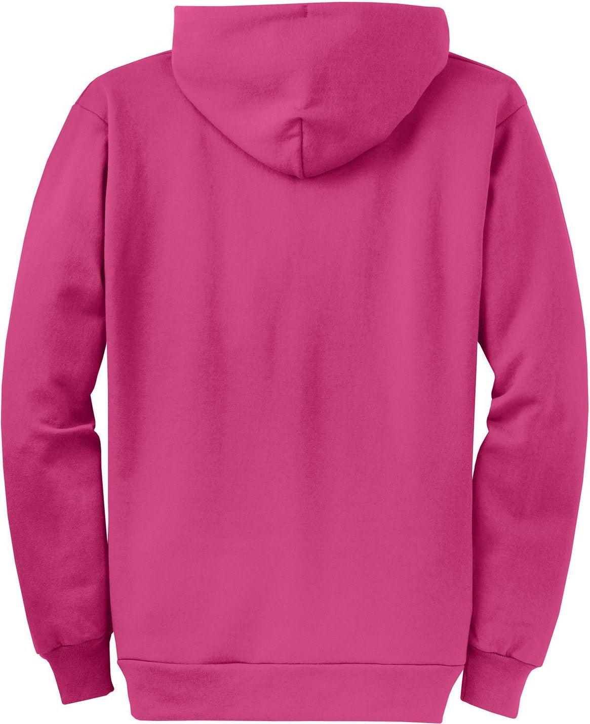 Rear View of Sangria Port & Co Core Fleece Full-Zip Hooded Sweatshirt. PC78ZH