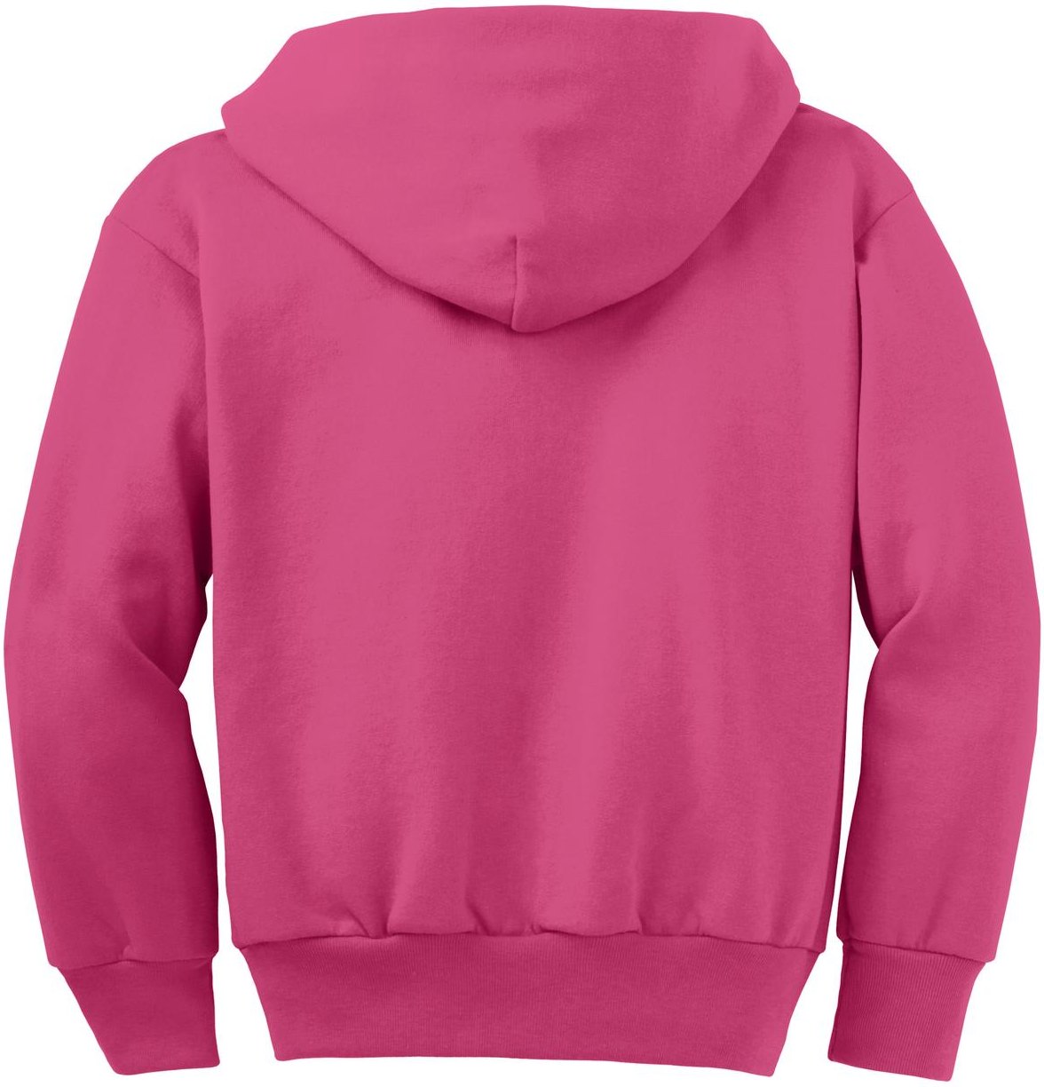 Front View of Sangria Port & Co Youth Core Fleece Full-Zip Hooded Sweatshirt. PC90YZH