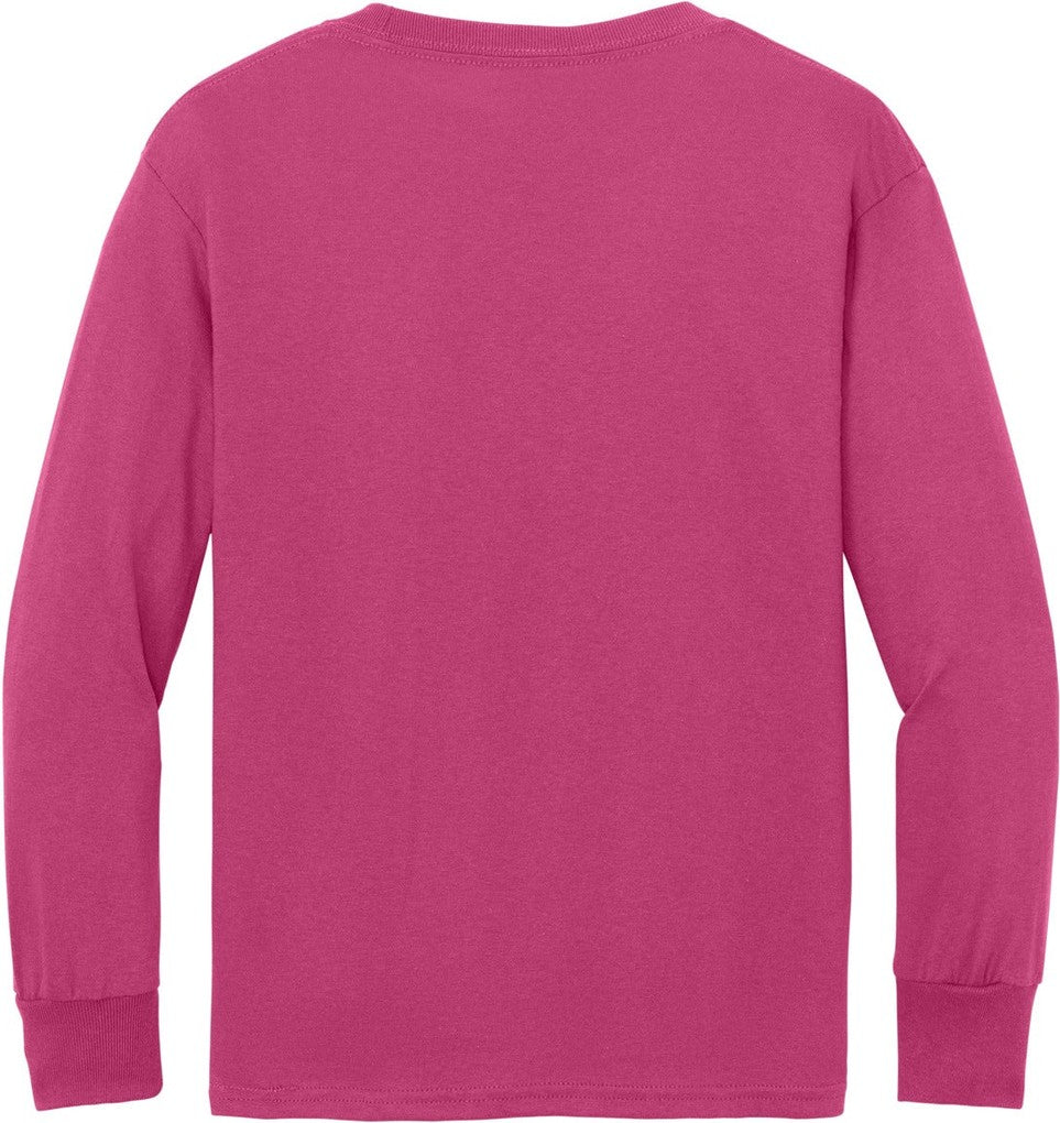 Front View of Sangria Port & Co Youth Long Sleeve Core Cotton Tee. PC54YLS