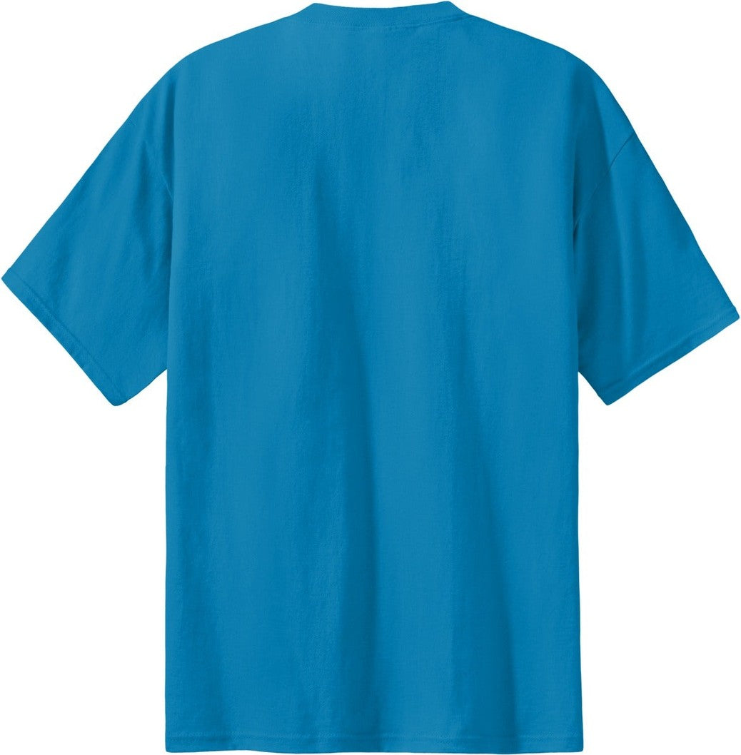 Front View of Sapphire Port & Co Essential Tee. PC61