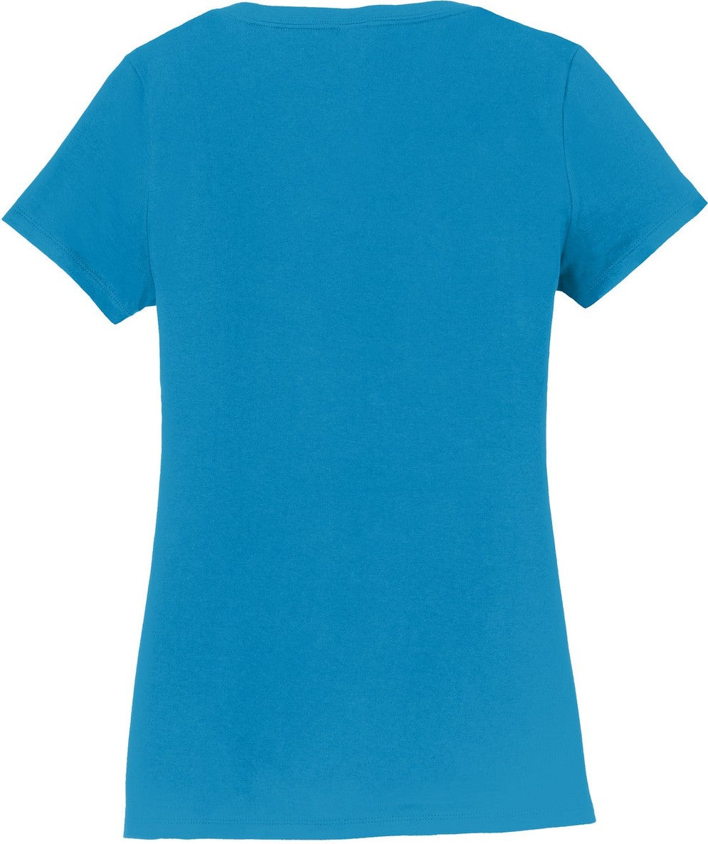 Front View of Sapphire Port & Co Women's Fan Favorite V-Neck Tee. LPC450V