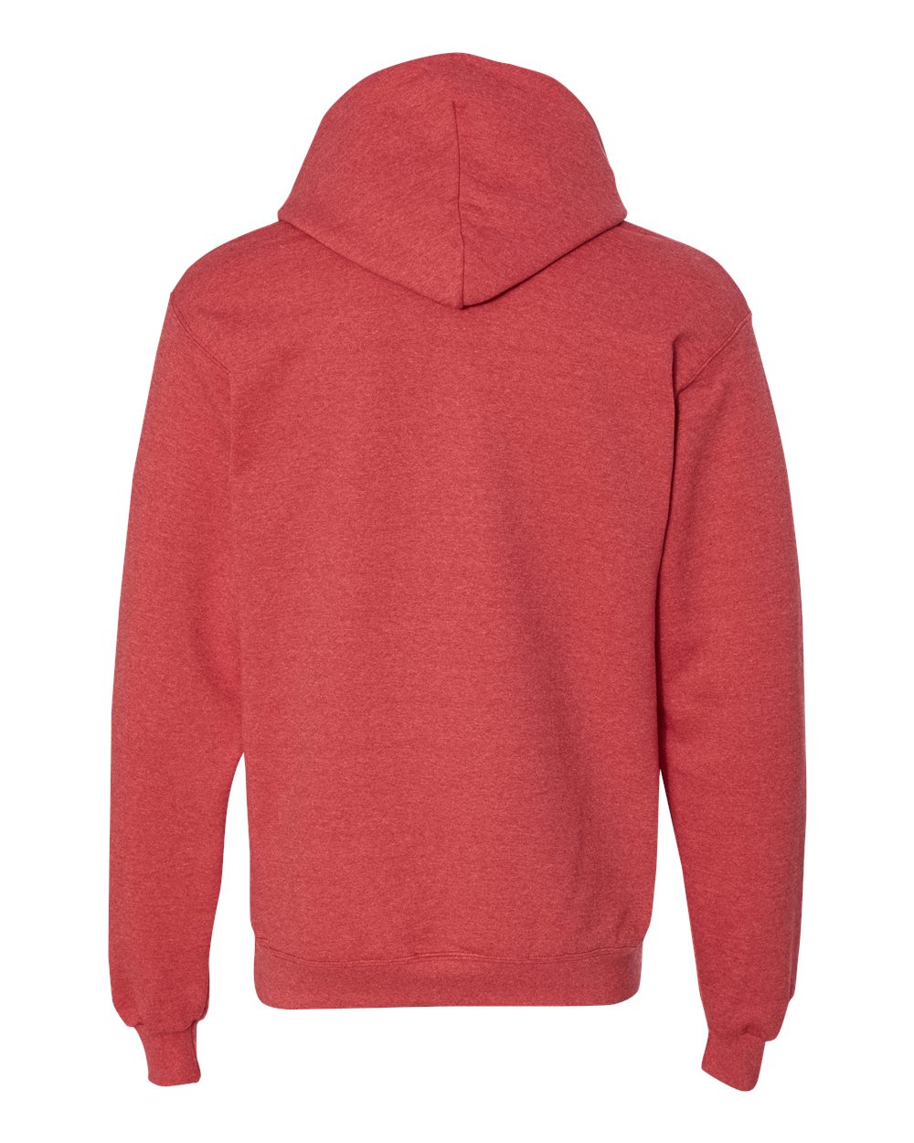 Rear View of Scarlet Heather Powerblend® Hooded Sweatshirt - S700