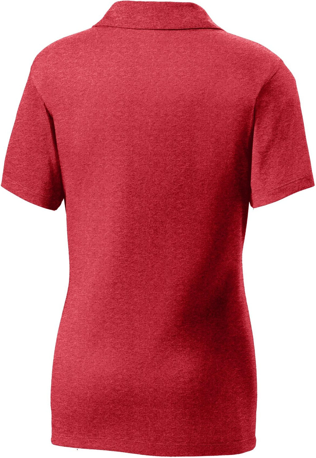 Front View of Scarlet Hthr Sport-Tek Women's Heather Contender Polo. LST660