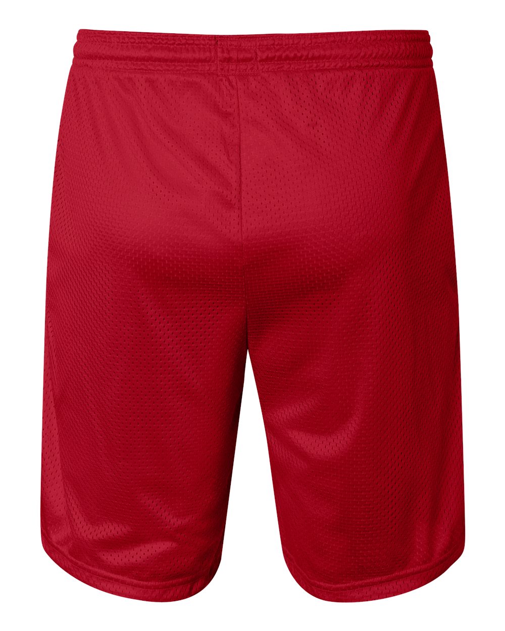 Rear View of Scarlet Polyester Mesh 9&quot; Shorts with Pockets - S162