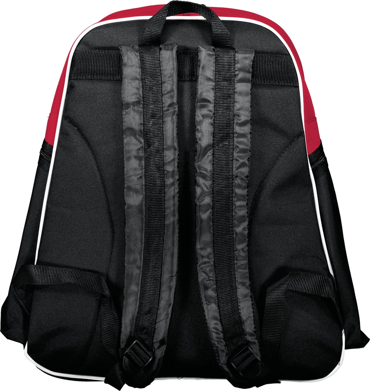 Rear View of SCARLET/BLACK/WHITE PLAYER BACKPACK
