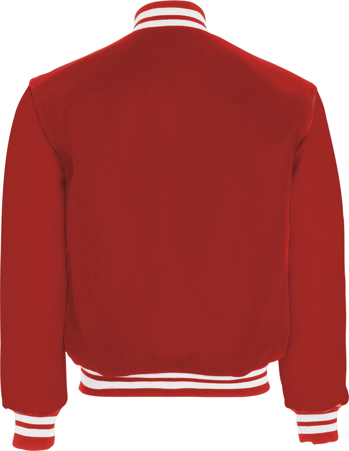 Rear View of SCARLET/SCARLET/WHITE VARSITY WOOL JACKET