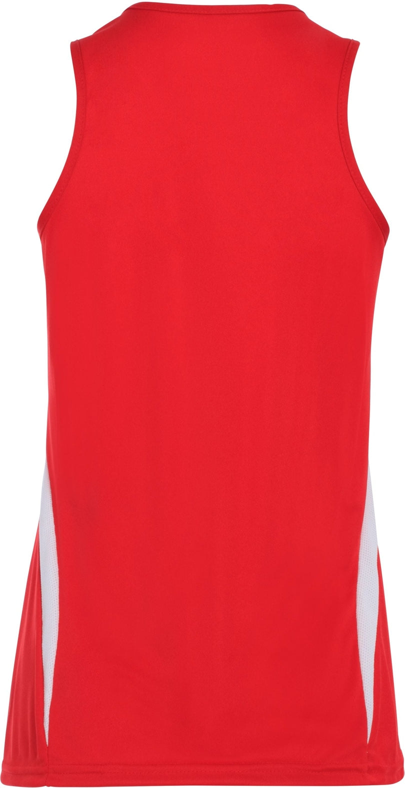 Rear View of SCARLET/WHITE LADIES SPRINT SLIM FIT SINGLET