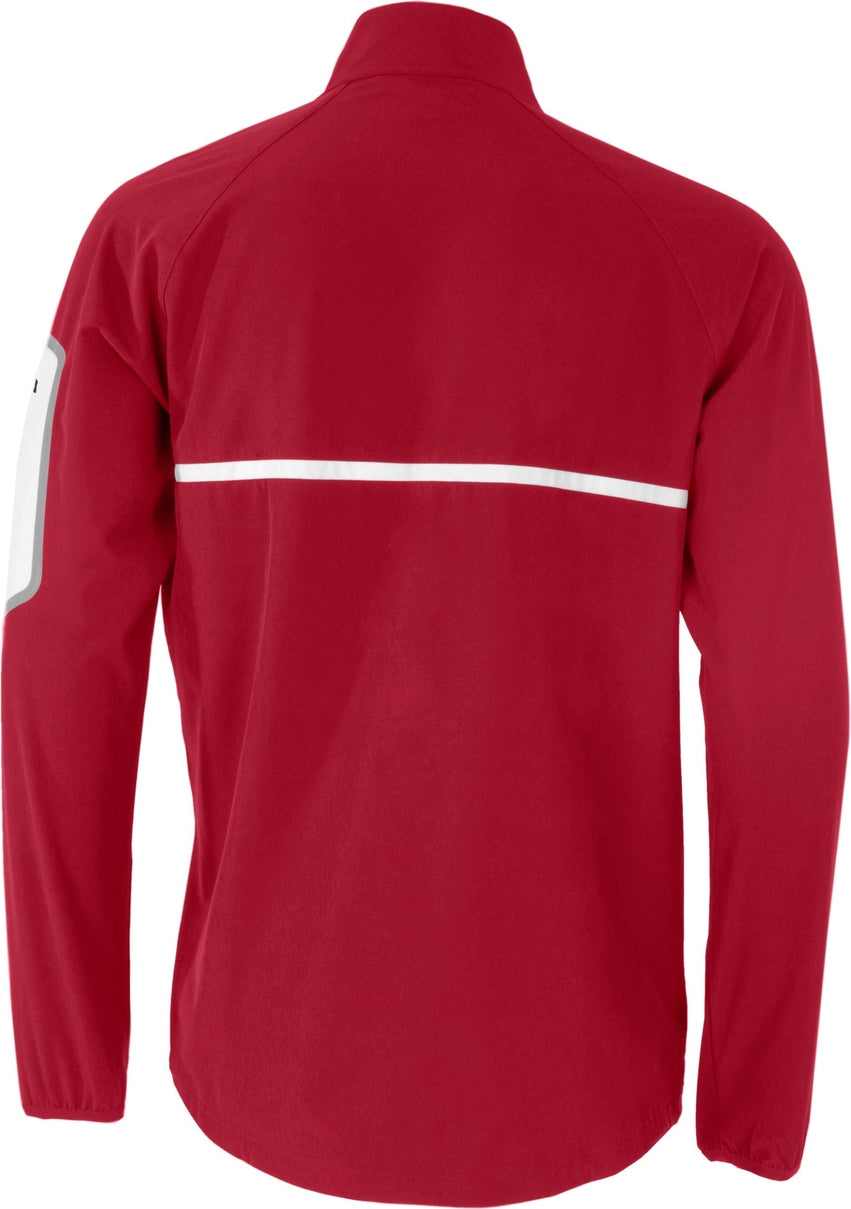 Rear View of SCARLET/WHITE WELD FULL ZIP JACKET